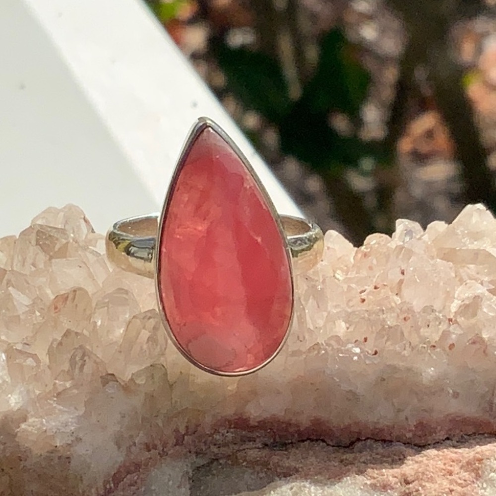 RHODOCROSITE 925 STERLING SILVER RING, SIZE 7 - Picture 3 of 9
